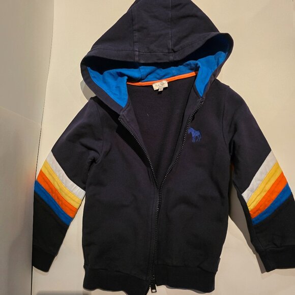 Paul Smith Junior Zip-Up Hoodie - Navy Blue with Colorful Stripe Detail - Picture 1 of 4